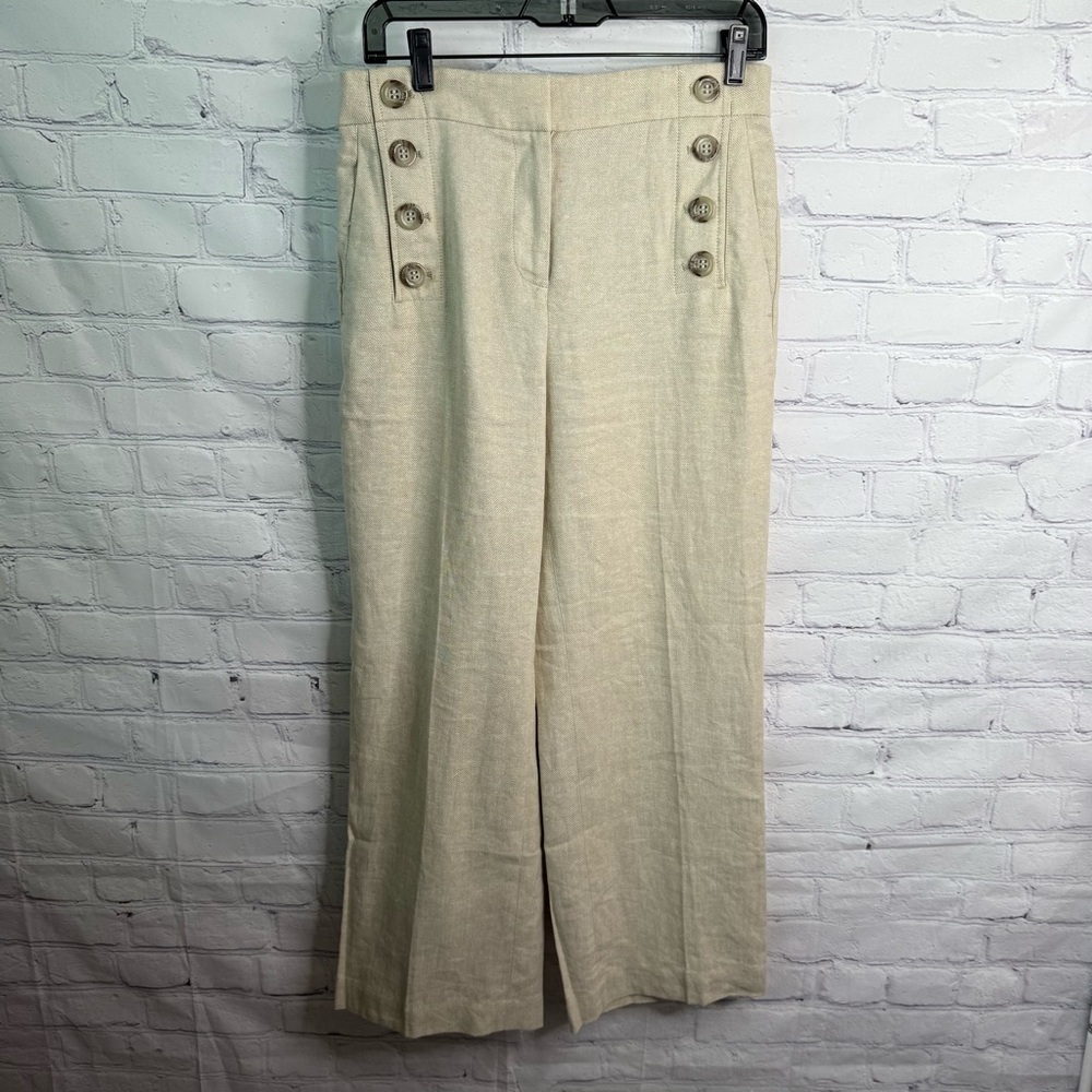 ANN TAYLOR Sailor Linen Blend Pants 4 Petite